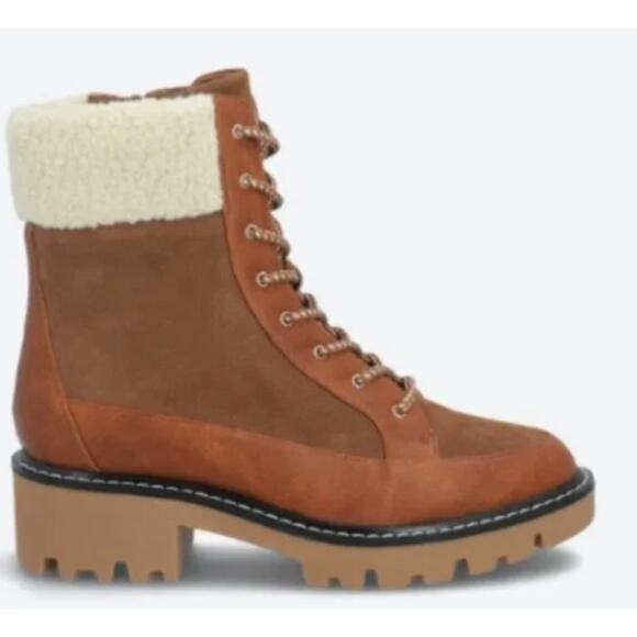 Violet & Red Alexa Womens Brown Suede Shearling Side Zip Combat Boots Size 8.5 M - Picture 2 of 9